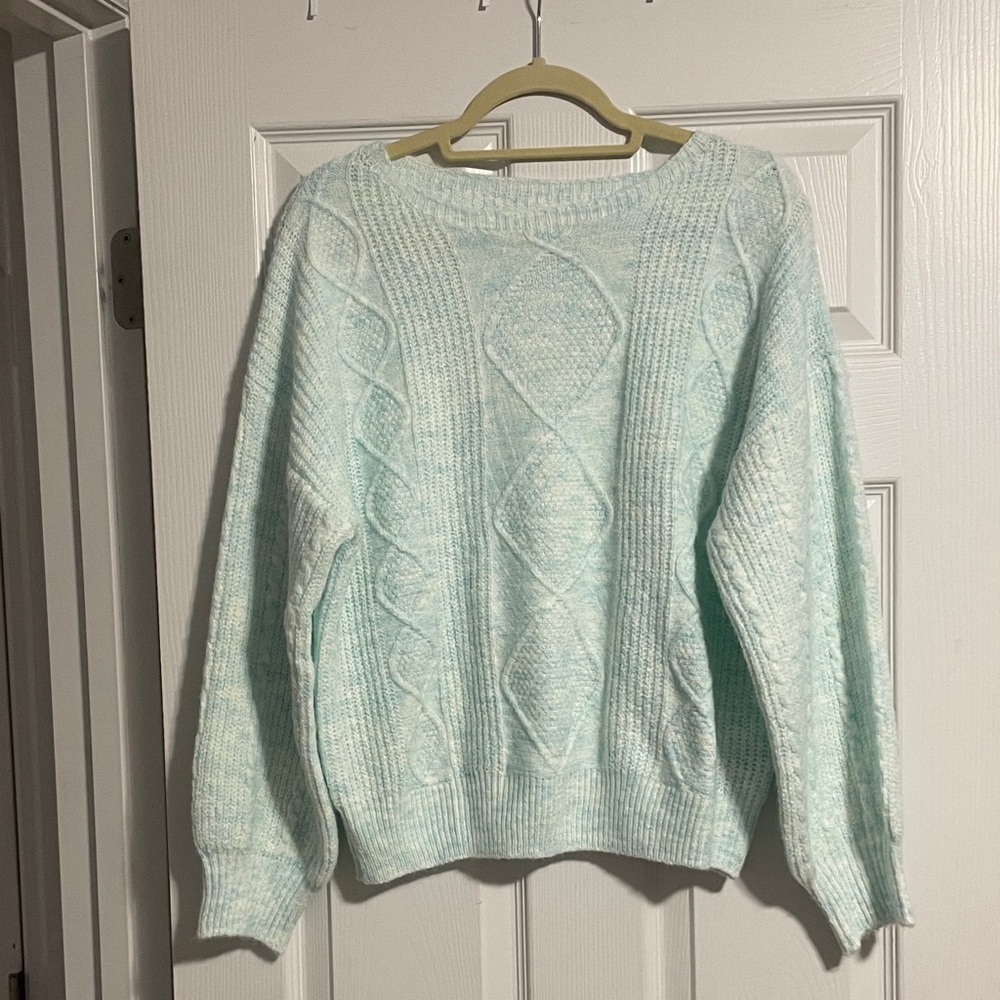 SHEIN Light Blue Cable Knit Sweater
